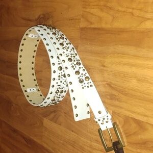 🆕 White leather studded rhinestone 2 way belt
